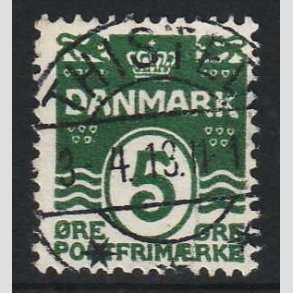 FRIM�RKER DANMARK | 1912 - AFA 64 - B�lgelinie 5 �re m�rkgr�n - Lux Stemplet Thisted