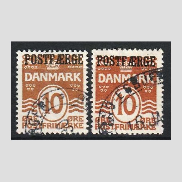 FRIM�RKER DANMARK | 1930 - AFA 12+12a - 10 �re i begge typer POSTF�RGE - Stemplet