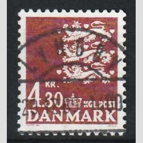 FRIM�RKER DANMARK | 1980 - AFA 707 - Rigsv�ben 4,30 Kr. brun - Lux Stemplet Lyngby