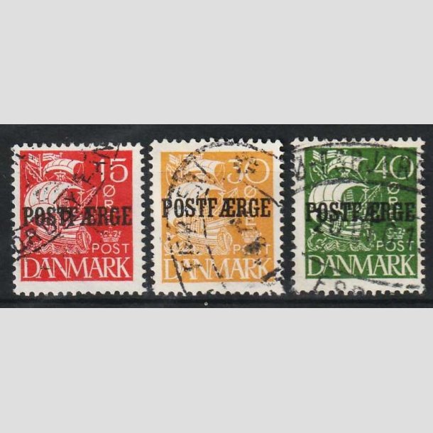 FRIM�RKER DANMARK | 1927-30 - AFA 10,11,13 - Karavel bogtryk POSTF�RGE - Stemplet