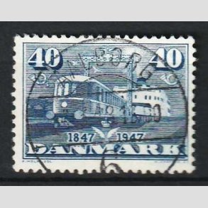 FRIM�RKER DANMARK | 1947 - AFA 304 - Danske jernbaner 100 �r - 40 �re bl� - Lux Stemplet Aalborg