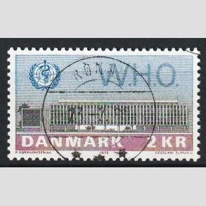 FRIM�RKER DANMARK | 1972 - AFA 533 - W.H.O - 2 Kr. bl�/r�d/gr�n - Lux Stemplet R�nne