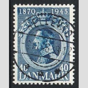 FRIM�RKER DANMARK | 1945 - AFA 292 - Chr. X 75 �r 40 �re bl� - Pragt Stemplet Hellevad