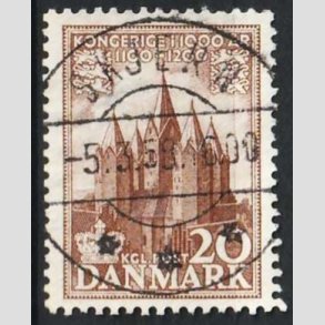 FRIM�RKER DANMARK | 1953-56 - AFA 348 - Kongeriget 1000 �r - 20 �re brun - Pragt Stemplet Skjern