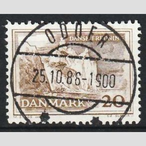 FRIM�RKER DANMARK | 1962 - AFA 411 - M�ns klint - 20 �re gr�brun - Pragt Stemplet Odder