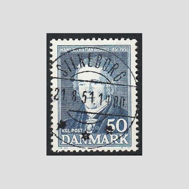 FRIM�RKER DANMARK | 1951 - AFA 330 - Hans Christian �rsted - 50 �re bl� - Lux Stemplet Silkeborg