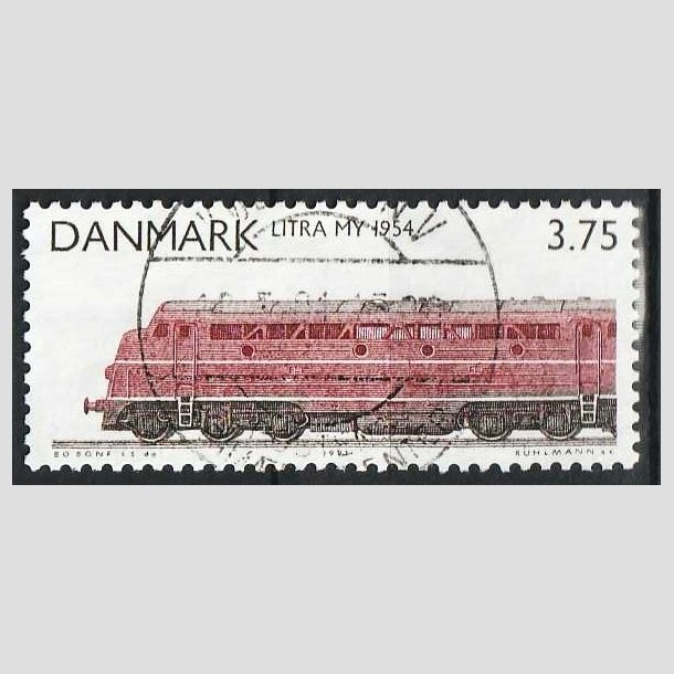 FRIM�RKER DANMARK | 1991 - AFA 987 - Lokomotiver - 3,75 Kr. r�dbrun/sort - Pragt Stemplet