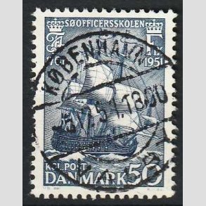 FRIM�RKER DANMARK | 1951 - AFA 329 - S�officerskolen 250 �r - 50 �re bl� - Pragt Stemplet