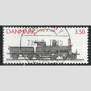 FRIM�RKER DANMARK | 1991 - AFA 986 - Lokomotiver - 3,50 Kr. r�d/sort - Pragt Stemplet