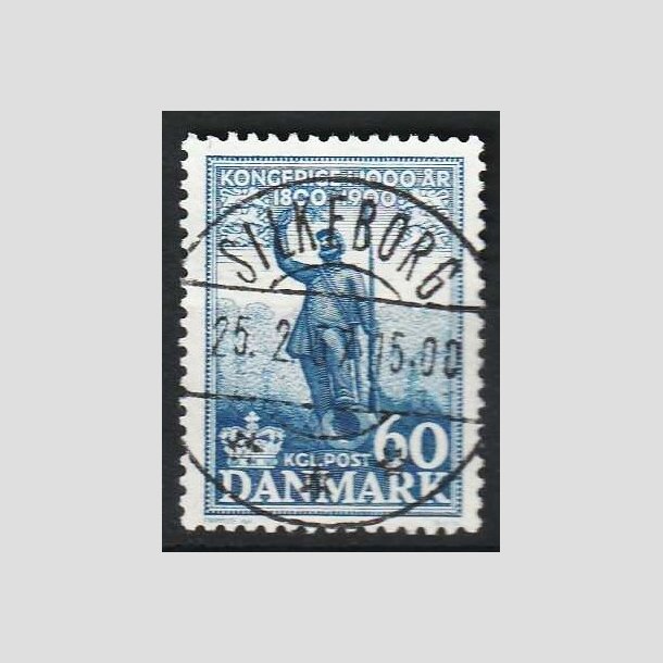FRIM�RKER DANMARK | 1953-56 - AFA 355 - Kongeriget 1000 �r - 60 �re bl� - Lux Stemplet Silkeborg