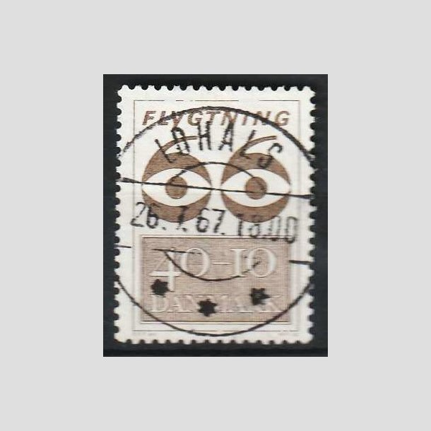 FRIM�RKER DANMARK | 1966 - AFA 448F - Flygtning 1966 - 40 + 10 �re brun - Lux Stemplet Lohals
