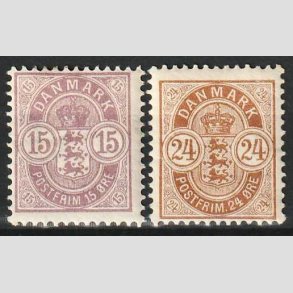 FRIM�RKER DANMARK | 1901-02 - AFA 38+39 - 15 + 24 �re - Ubrugt