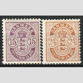 FRIM�RKER DANMARK | 1901-02 - AFA 38+39 - 15 + 24 �re - Ubrugt