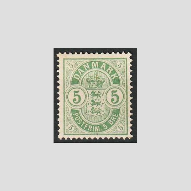 FRIM�RKER DANMARK | 1884-85 - AFA 34 - 5 �re gr�n - Ubrugt