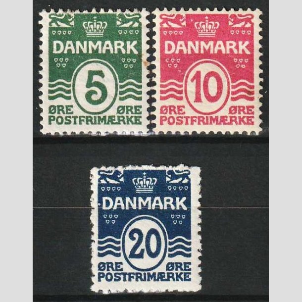 FRIM�RKER DANMARK | 1912 - AFA 64-66 - B�lgelinie 5,10,20 �re - Ubrugt