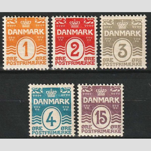 FRIM�RKER DANMARK | 1905-06 - AFA 42-46 - B�lgelinie i p�nt s�t - Ubrugt