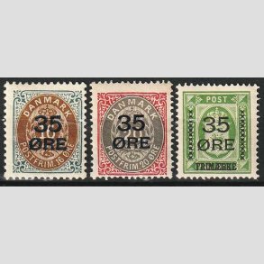 FRIM�RKER DANMARK | 1912  - AFA 60,61,62 - 35 �res Provisorier i komplet s�t - Ubrugt
