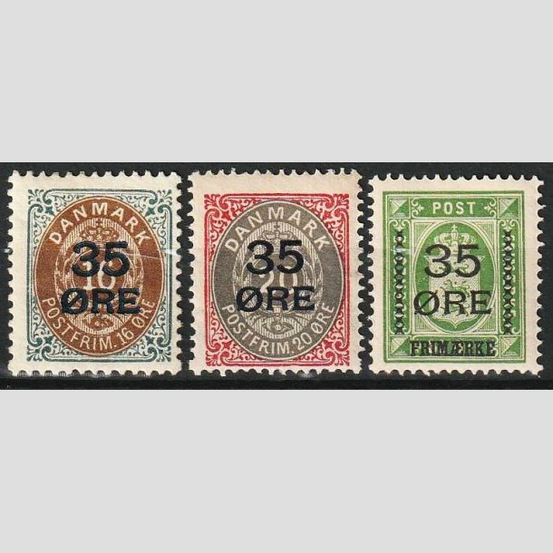 FRIM�RKER DANMARK | 1912  - AFA 60,61,62 - 35 �res Provisorier i komplet s�t - Ubrugt