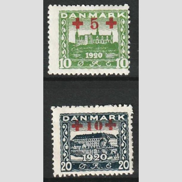 FRIM�RKER DANMARK | 1921 - AFA 120+121 - R�de Kors provisorier i s�t - Ubrugt