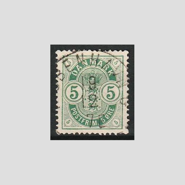 FRIM�RKER DANMARK | 1882 - AFA 32 - 5 �re gr�n "Sm� hj�rnetal" - P�nt Stemplet 