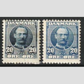 FRIM�RKER DANMARK | 1907 - AFA 56+56a - Frederik VIII 20 �re i begge udgaver - Ubrugt