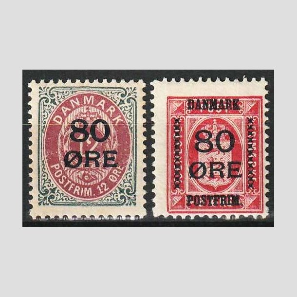 FRIM�RKER DANMARK | 1915 - AFA 82+83 - 80 �re provisorier i s�t - Ubrugt