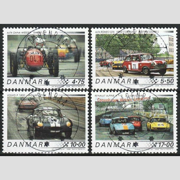FRIM�RKER DANMARK | 2006 - AFA 1470-73 - Klassiske racerbiler - Komplet s�t - Lux Stemplet Aabenraa