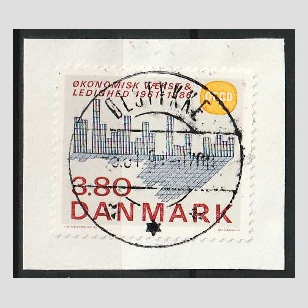 FRIM�RKER DANMARK | 1986 - AFA 875 - OEDC 25 �r - 3,80 Kr. flerfarvet klip - Lux Stemplet �lstykke