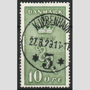 FRIM�RKER DANMARK | 1929 - AFA 178 - 10+5 �re gr�n Kr�ftfrim�rke - P�nt stemplet
