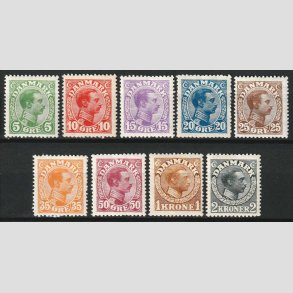 FRIM�RKER DANMARK | 1913 - AFA 68-76 - Chr. X - Komplet s�t - Ubrugt