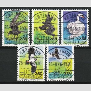 FRIM�RKER DANMARK | 1986 - AFA 864-68 - Danske fugle - 2,80 Kr. i komplet s�t - Lux Stemplet