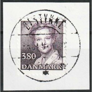 FRIM�RKER DANMARK | 1988 - AFA 897 - Dronning Margrethe - 3,80 Kr. brunviolet, klip - Lux Stemplet �lstykke