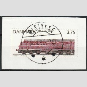 FRIM�RKER DANMARK | 1991 - AFA 987 - Lokomotiver - 3,75 Kr. r�dbrun/sort, klip - Lux Stemplet �lstykke