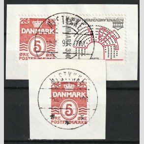 FRIM�RKER DANMARK | 1989 - AFA 943 - B�lgelinie - 5 �re oranger�d, 2 x klip - Lux Stemplet 