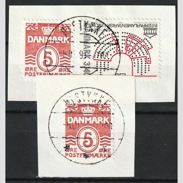 FRIM�RKER DANMARK | 1989 - AFA 943 - B�lgelinie - 5 �re oranger�d, 2 x klip - Lux Stemplet 