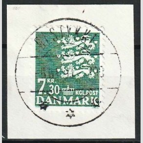 FRIM�RKER DANMARK | 1989 - AFA 928 - Rigsv�ben - 7,30 Kr. gr�n, klip - Lux Stemplet �lstykke