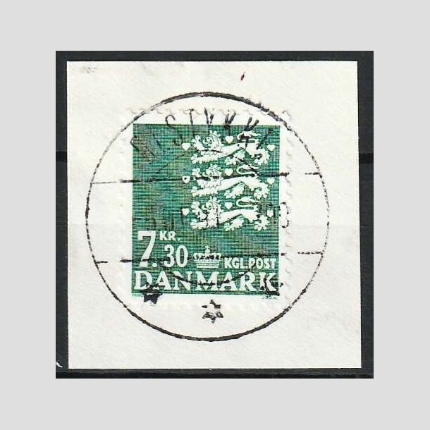 FRIM�RKER DANMARK | 1989 - AFA 928 - Rigsv�ben - 7,30 Kr. gr�n, klip - Lux Stemplet �lstykke