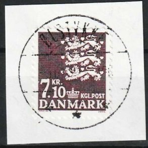 FRIM�RKER DANMARK | 1988 - AFA 901 - Rigsv�ben - 7,10 Kr. m�rklilla, klip - Lux stemplet �lstykke
