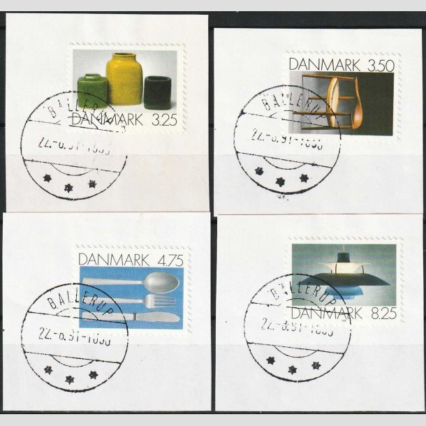 FRIM�RKER DANMARK | 1991 - AFA 995-98 - Dansk Brugskunst - S�t p� klip - Pragt Stemplet (Udgivelsesdagen)