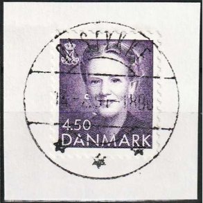 FRIM�RKER DANMARK | 1991 - AFA 983 - Dronning Margrethe - 4,50 Kr. violet, klip - Lux Stemplet (Udgivelsesdagen)