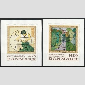 FRIM�RKER DANMARK | 1991 - AFA 1005+06 - Harald Giersing - S�t p� klip - Lux Stemplet (Udgivelsesdagen) 