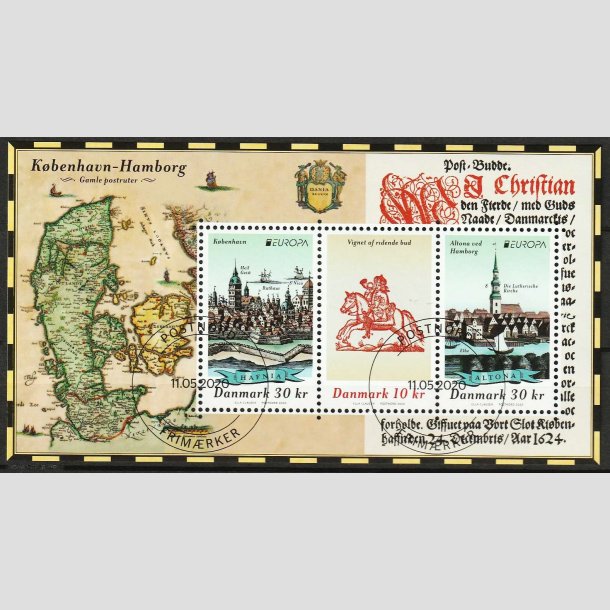 FRIM�RKER DANMARK | 2020 - AFA 2007 - Gamle postruter - 70,00 Kr. miniark - P�nt Stemplet 