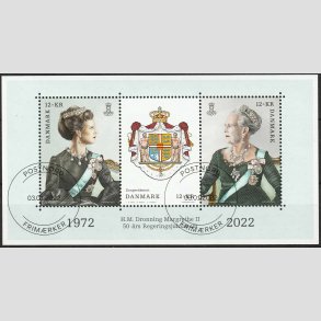 FRIM�RKER DANMARK | 2022 - AFA 2061 - Dronningens 50 �rs regentjubil�um. - 36,00 kr. Miniark - Stemplet 