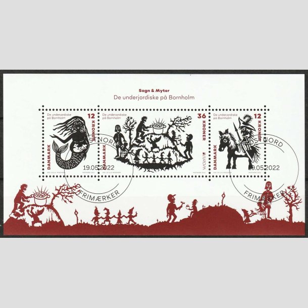 FRIM�RKER DANMARK | 2022 - AFA 2078 - Sagn &amp; Myter. - 60,00 kr. flerfarvet Miniark - P�nt Stemplet