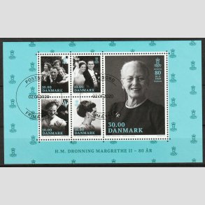 FRIM�RKER DANMARK | 2020 - AFA 1990 - HM Dronningens 80 �r - 70,00 kr. Miniark - P�nt Stemplet
