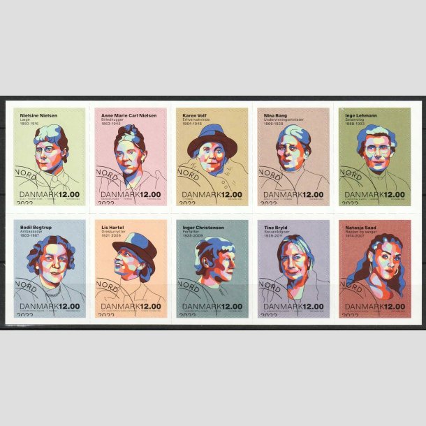 FRIM�RKER DANMARK | 2022 - AFA 2065-74 - Markante kvinder - 10 x 12,00 kr. i komplet stribe - P�nt Stemplet