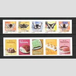 FRIM�RKER DANMARK | 2021 - AFA 2021-25+2035-39 - Kager+Sommerfugle - 2 x 5-stribe - P�nt stemplet