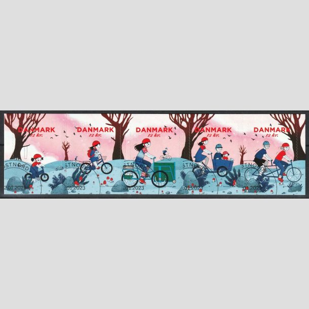 FRIM�RKER DANMARK | 2022 - AFA 2089-93 - Hverdagscykler - komplet 5-stribe - P�nt stemplet