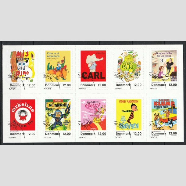 FRIM�RKER DANMARK | 2023 - AFA 2108-17 - B�rneklassikere - 12 x 12,00 kr. i komplet 10-stribe - P�nt stemplet