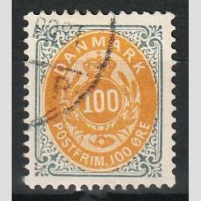 FRIM�RKER DANMARK | 1895 - AFA 31By - 100 �re gr�/gul - Flot Stemplet